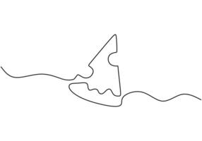 One continuous line pizza slice menu concept illustration vector