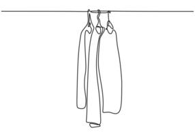 Continuous one single line Clothes on a hanger in the store hangers vector