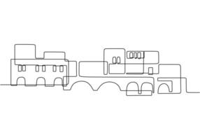 One continuous line drawing of arabic buildings vector