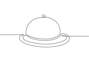 Continuous one line drawing Catering dish serving vector