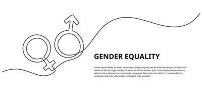 man and woman symbol one continuous line gender equality background vector