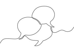 one line drawing of speech message bubble. vector