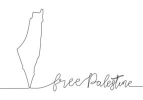 One continuous line drawing of free Palestine solidarity with map vector