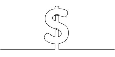 Continuous line drawing of big dollars for financial concept vector