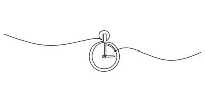 One continuous single line of stopwatch isolated on white background. vector