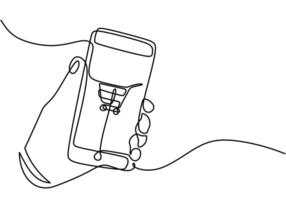 One line drawing of online shopping with shopping cart image vector