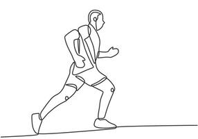 Man athlete running one line drawing minimalist vector