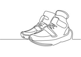 Sneaker shoes continuous line art drawing style vector