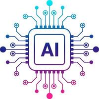 Ai processor icon. Microchip, CPU, Motherboard and artificial intelligence concept vector