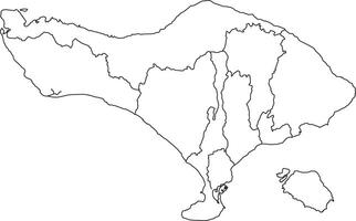Bali map. Map of bali island with administrative borders isolated on white background vector