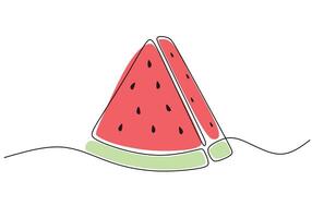 One continuous line drawing organic red watermelon vector