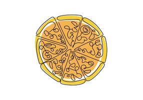Continuous one line drawing of Italy pizza. Single line draw . vector