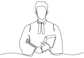 Single one line drawing judge bring hammer vector