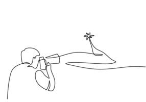 Continuous line of photographer with digital camera vector
