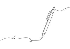 Continuous line drawing of pen writing vector