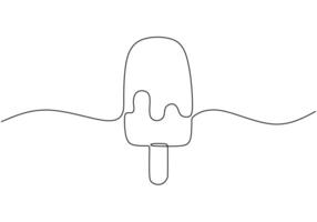 Continuous line drawing of Ice cream. Delicious food. vector