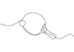 Ping pong racket one line art. Continuous line drawing table tennis vector
