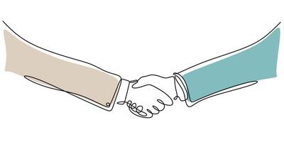 continuous one line a handshake vector
