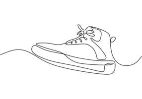 Sneaker shoes in continuous line art drawing style vector