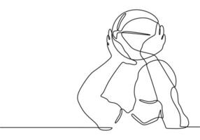 Continuous Line Drawing of Basketball Player vector