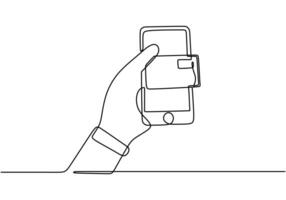 Internet banking card in one line drawing style. vector
