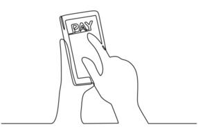 Hand Internet banking card in one line drawing style. vector