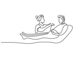 One line of doctor examining patient condition and checking pulse rate. vector