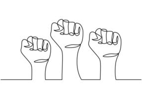 One continuous line drawing of human fist hands vector