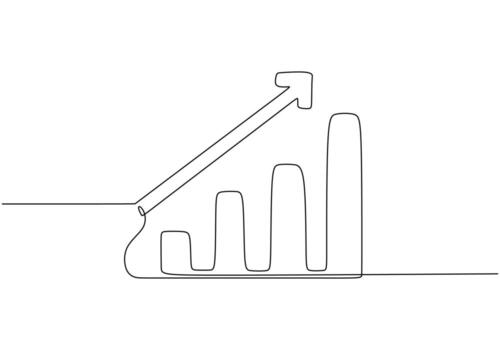 Growing graph continuous line drawing style Line art vector