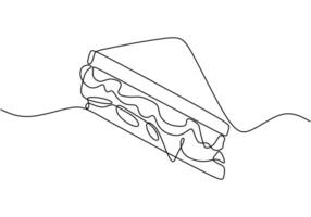 one continuous line drawing of slice pizza isolated on white background. Food illustration. vector