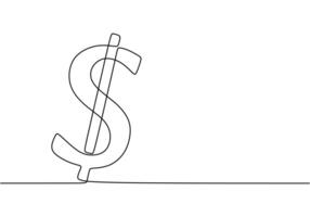 one line drawing of isolated object dollar sign symbol vector