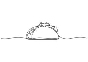 One continuous line of taco hand drawn. vector
