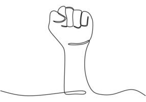 Continuous line drawing of of a human fist vector