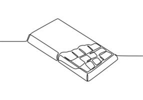 Continuous one single line drawing of half opened chocolate bar. vector