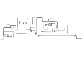 One continuous line drawing of islamic Landscape. vector