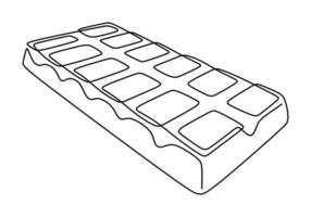 Continuous one line drawing of chocolate bar. vector