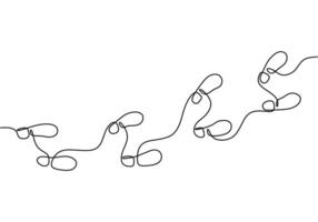 Continuous one line drawing of footsteps. vector