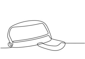 Continuous single drawn one line tactical men hat hand drawn vector