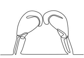 Boxing gloves in one continuous single line art drawing style isolated on white background. vector