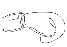 Boxing glove in one continuous single line art drawing style isolated on white background. vector