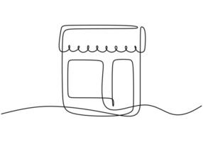 Continuous one line drawing cafe or store. vector