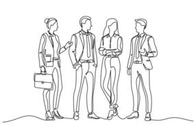continuous one line drawing of business meeting vector