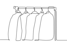 Continuous one single line of Clothes on a hanger vector