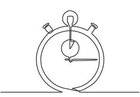 Stopwatch one continuous single line art drawing style isolated on white background. vector
