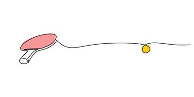 Ping pong racket one line art. Continuous line drawing of table tennis. vector