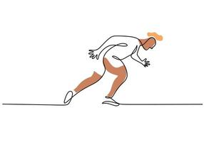 one line drawing of athlete running. Continuous line drawing of man jogging. fitness Concept. vector