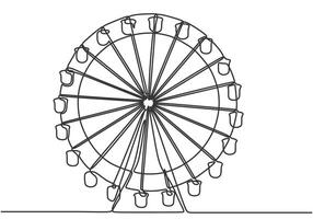 Continuous one line drawing of a ferris wheel in park vector