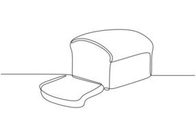 Sliced wheat bread one line continuous drawing. Bakery pastry products continuous illustration. vector