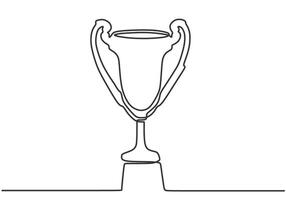 Trophy one continuous single line art drawing style isolated on white background.Champion winner. vector