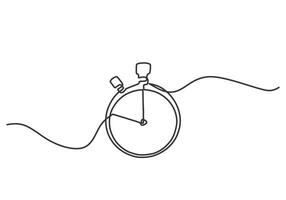 Stopwatch in one continuous line art drawing style isolated on white background. vector